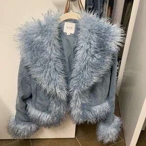 Penny Lane BLUE SUEDE and fur statement jacket